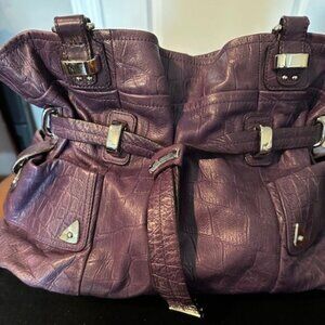 B MARKOWSKY PURPLE LEATHER SHOULDER  BAG